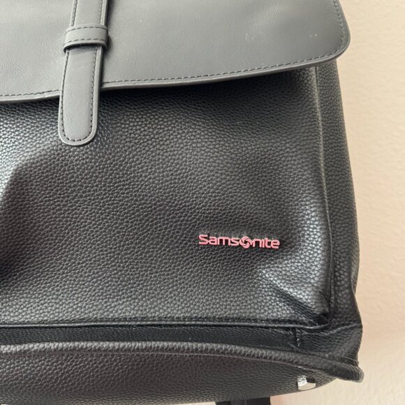 Samsonite Black Leather Flap Backpack – Laptop/Work Bag - Picture 5 of 5
